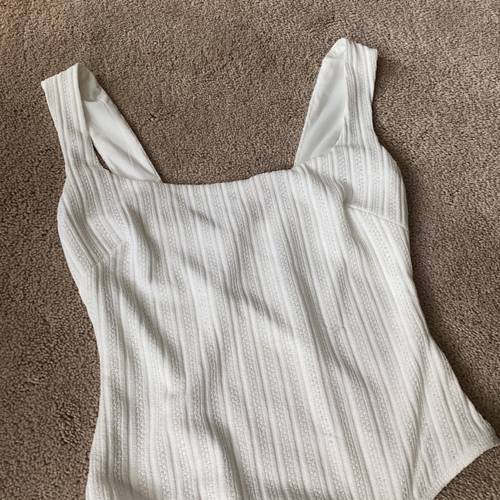 Astr White Ribbed Bodysuit - Picture 4 of 4